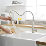 Commercial Brushed Nickel Kitchen Faucet with Pull out Sprayer, Single Handle Single Lever Kitchen W1932P288182