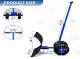 29 x 18in Adjustable T-Handle Snow Plow with Inflatable Wheels, Heavy Duty Human-Powered Manual Snow 89149481