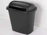 Large Kitchen Trash Can, 13 Gallon Plastic Garbage Bin with Roll Top Lid, Black 09565849