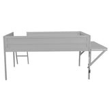Wood Full Size Gaming Loft Bed with Desk and LED, Grey 86125972