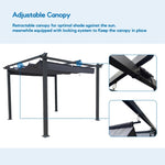 ZUN 10x10 Ft Outdoor Patio Retractable Pergola With Canopy Sunshelter Pergola for 14409576