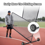 L-Shaped Baseball Net for Batting Cages, Baseball Pitching Net with Wheels - 84''H x 84''W, with 14458795