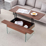 Multifunctional Lift Top Coffee Table -Dark Wood Color Grain Sticker, Essential for Modern W2920P226074
