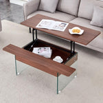 ZUN Multifunctional Lift Top Coffee Table -Dark Wood Color Grain Sticker, Essential for Modern W2920P226074