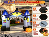 9ft Halloween Inflatable Archway, Ghost Castle Design with Jack-O-Lantern & Bat Banner, 7 LED Light 51644478