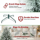 5FT Christmas w/ 100 Warm White LED Lights Flocked Pencil Artificial Plant 263 Tips Slim PVC 15872664