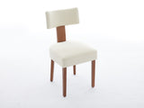 064-Set of 2 Linen Fabric Modern Armless Dining Chairs With Curved backrest and Solid Wooden Legs 98421973