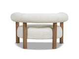 Fuji 37" Mid Century Modern Barrel Accent Arm Chair, Ivory White Boucle B2719P238263