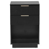 Black P2 Density Board Wavy Pattern Drawer Front 454070cm Two-Drawer Bedside Cabinet 75644100