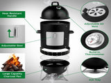Vertical Steel Charcoal Smoker, Heavy Duty Three Layer Round BBQ Grill Smokey Mountain Cooker for 82474501