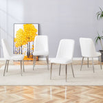 ZUN 4 modern dining chairs, smooth PU leather backrest and silver-toned metal legs for a comfortable W1151P183318