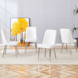 ZUN 4 modern dining chairs, smooth PU leather backrest and silver-toned metal legs for a comfortable W1151P183318