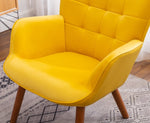 ZUN Leiria Contemporary Silky Velvet Tufted Accent Chair with Ottoman, Yellow T2574P164275
