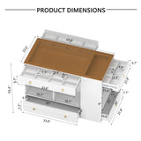 Closet Island with 6 Drawers, Wardrobe Armoire Bedroom Island with Glass Display Top and Open 07777254