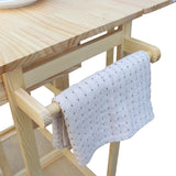 Square Solid Wood Folding Dining Cart with 2 Free Stools Natural 95835468