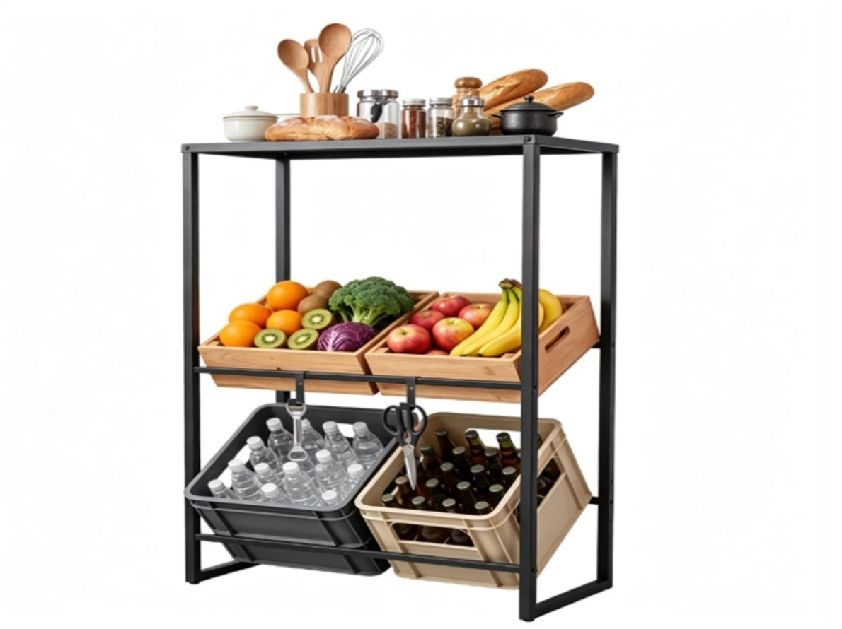 3-Tier Adjustable Tilt Beer Crate Storage Rack, Heavy Duty Metal Bever ...