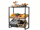 3-Tier Adjustable Tilt Beer Crate Storage Rack, Heavy Duty Metal Beverage Organizer with Hooks, 94120118