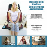 Massage Seat Cushion Back Massager W/ Heat & 6 Vibration Motors For Home 40807389