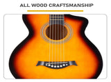 38 Inch Acoustic Guitar for Beginners, JF Body Shape, Basswood Folk Guitar in Sunset Color, 6-String 79633079