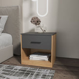 Solomon Nightstand with a Drawer, Natural Oak and Matt Grey B128P263724