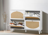 2 rows of 4 dump buckets with high-leg arched rattan shoe cabinet, particle board plastic rattan, 94024581