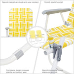 ZUN 2pcs Steel Tube PP Webbing Bearing 120kg Folding Beach Chair Yellow & White Strip 25170682