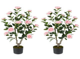 2 Pack Orange Artificial Camellia Tree with Blooming Flower - Pink 06699618