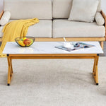 ZUN A modern minimalist style white marble patterned coffee table with golden metal legs. Computer desk. W1151P154282