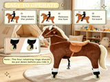 Oversized Kids Ride-On Walking Horse Smooth Rolling Wheels, Soft Plush Huggable Body for Children 55043372