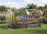 3-in-1 Raised Garden Bed with Greenhouse Cover 130 Gal Galvanized Metal Planter Box - Black 72350919