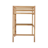 ZUN Twin High Loft Bed, Rubber Wood Loft Bed with Safety Guardrail, built-in desk, ladder,White Oak 64025790