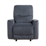 Modern Living Room 1pc Power Rocker Reclining Chair Dark Gray Velvet Upholstery Solid Wood Frame B011P204079