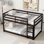 ZUN Solid Wooden, Solid Rubber Wooden Twin over Twin Loft Bed with Ladder, with Bed Platform of W504P191669