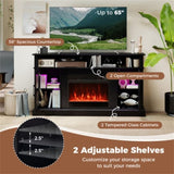 58" TV Stand with RGB Fireplace Black- Smart App Remote Control, 4777 BTU Heater 29702751