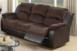 Motion Sofa 1pc Living Room Furniture Chocolate Padded Suede w. Faux Leather Plush Cushion 3-Seat B011P205234