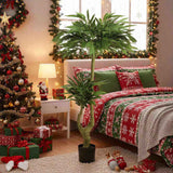 5FT Tall Artificial Plant Fake Potted Willow Tree Faux Green Silk Black Potted Plant for Indoor Home 04716653