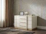 Lexington 3-Drawer Nightstand in Beige with Textured Finish and Gold Finish Handles B009P450613