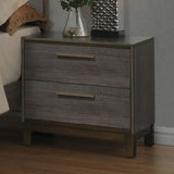 Contemporary 1pc Nightstand Two Tone Antique Gray Bedroom Furniture Nightstand Center Metal Glides B01149998