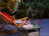 Outdoor Wicker Side Table with Umbrella Hole & Storage Space, Square PE Rattan End Table for Patio 01819860