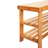 ZUN 90cm Strip Pattern 3 Tiers Bamboo Stool Shoe Rack Wood Color 19993407