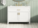 30" Bathroom Vanity with Ceramic Sink Top, Solid Wood Legs, Soft-Close Double Doors & N759P474678K