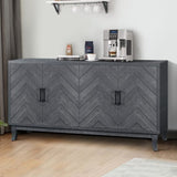 Stronger Vintage Style Buffet Cabinet, Lacquered Accent Storage 4 Door Wooden Cabinets,Thickened W144583481