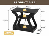 3-Tier End Table with Charging Station, Slim Side Table with USB Ports & Outlets, Modern Nightstand 87552332
