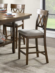 ZUN Light Oak Finish Counter Height Chairs Set of 2 Padded Seat Double Cross Back Wooden Kitchen Dining B011P168819