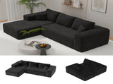 Black Modular Corduroy Sectional Sofa with Chaise Lounge, All-Foam Deep Seat Couch, Soft Wide-Wale 17630337