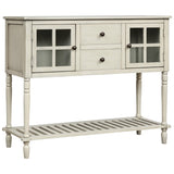 TREXM Sideboard Console Table with Bottom Shelf, Farmhouse Wood/Glass Buffet Storage Cabinet Living WF193444AAE