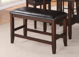Farmhouse Style 1pc Brown Espresso Counter Height Bench Footrest Faux Leather Upholstered Seat B011P149006