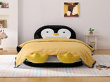 Twin Size Fluffy Faux Fur Penguin Shaped Bed Lounger Chair with 100% Sponge Filling for Kids Bedroom W1413P384968