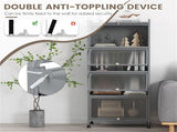 5-Tier Rolling Microwave Stand Flip Dust-Proof Doors 4 Casters with Brakes Kitchen Storage Rack Gray 84776425
