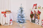 ZUN 4 FT Snow Flocked Pre-lit Artificial Christmas Tree with Metal Pot Stand, Hinged Xmas Fir Tree with 98414493